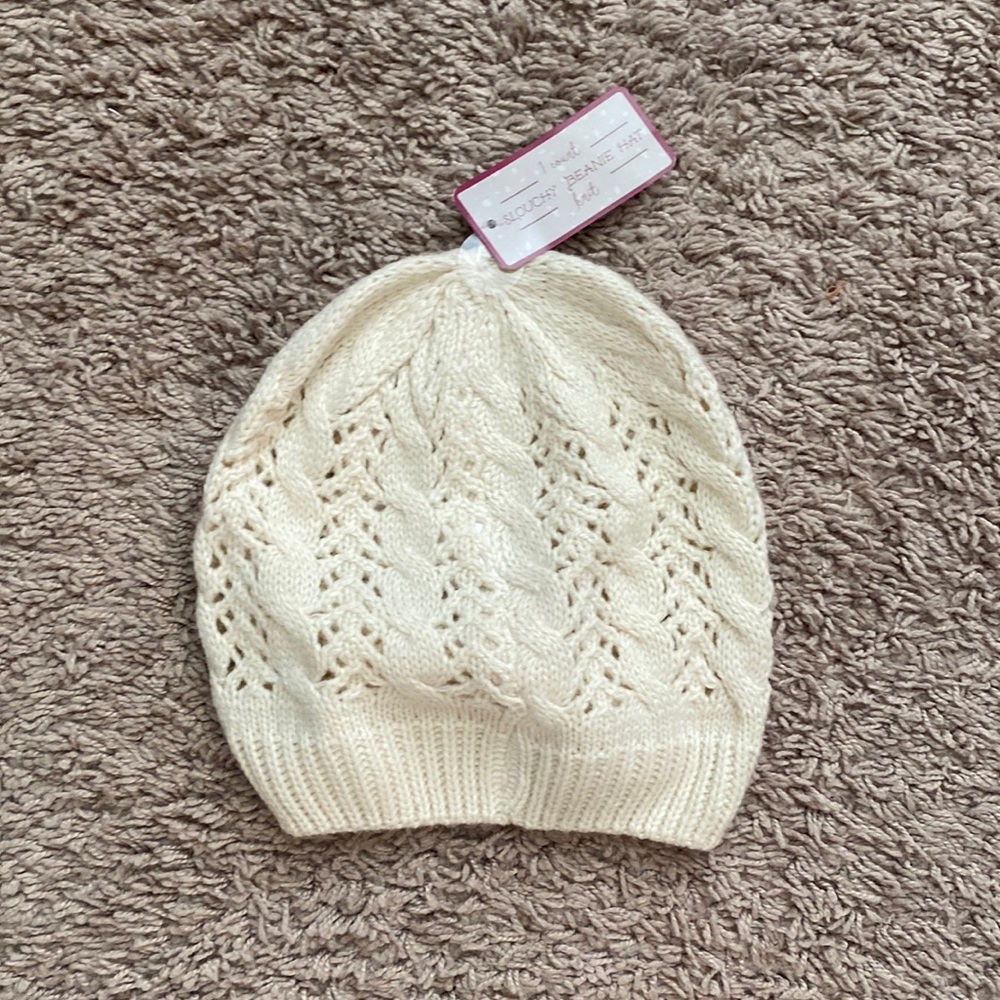 Cream Beanie Knit Hat